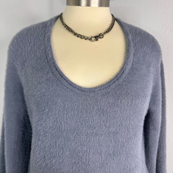 Abercrombie A&F Soft Collection Balloon Sleeve Eyelash Fuzzy  Sweater Blue XL - Picture 1 of 11